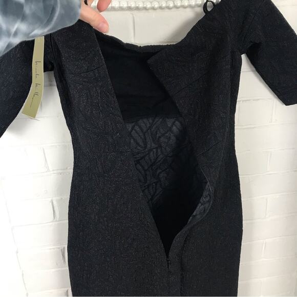 NWT Nicole Miller Collection Off The Shoulder Black Shimmer Dress SAMPLE - Picture 11 of 12